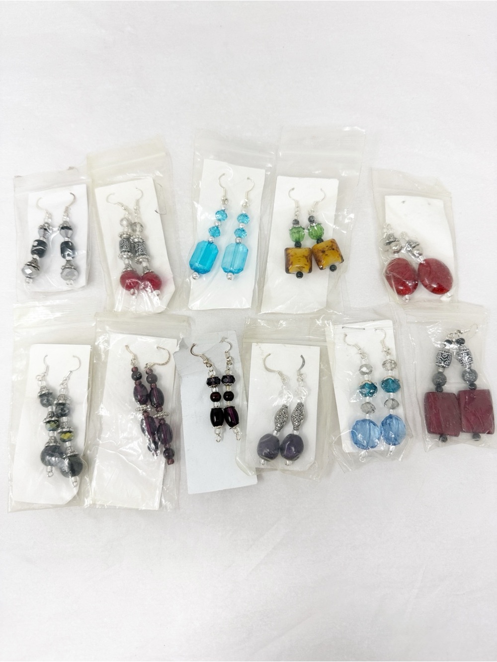 Handmade Beaded Dangle Earrings Bundle Lot 11 Pairs Boho Y2K Artisan Jewelry